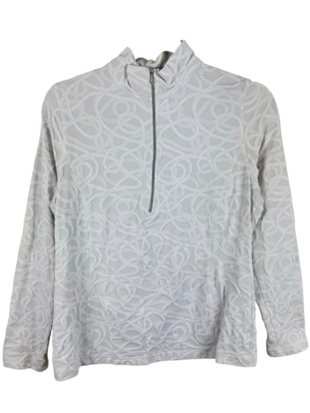Sno Skins White Textured Mock Neck 1/2 Zip Nylon Stretchy Base Layer Size M